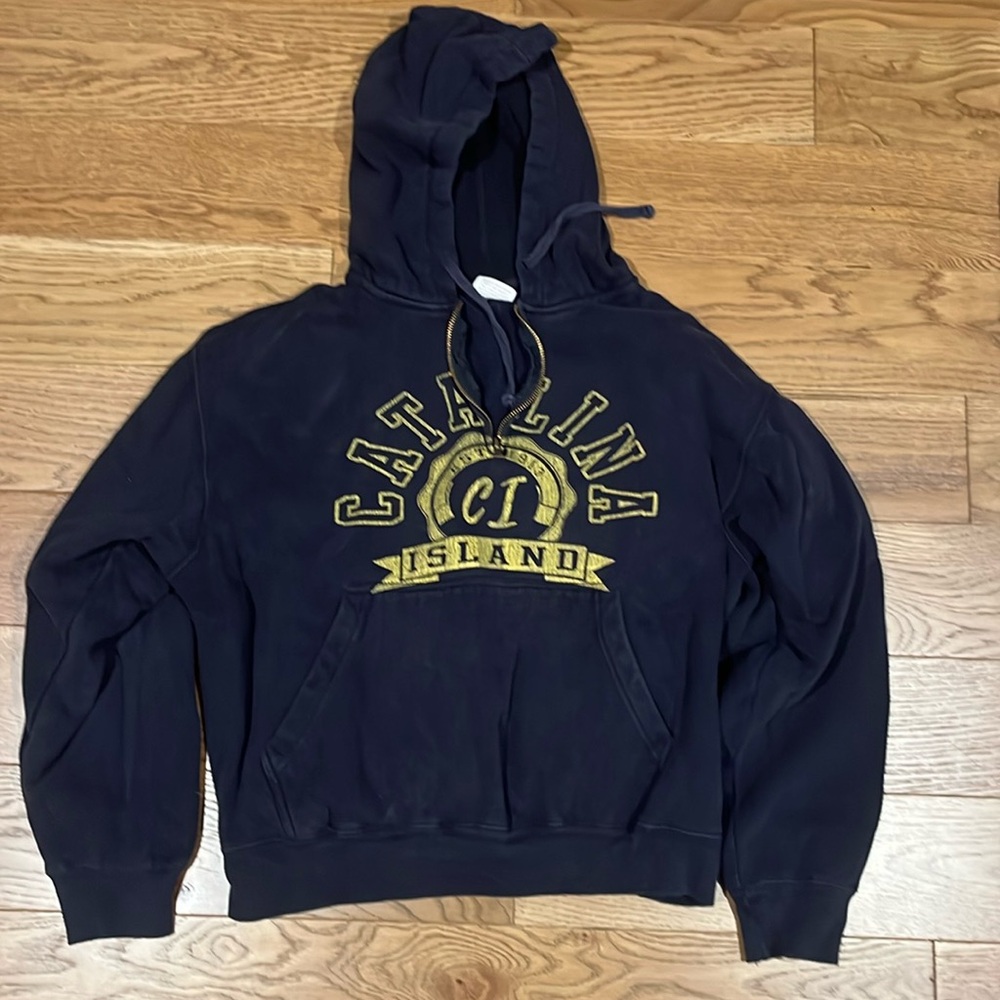 Catalina Island Black Quarter Zip Hoodie Size Large